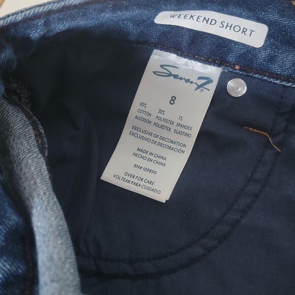 Stretchy Distressed Blue Denim Weekend Cutoff Shorts Sz 8 - Picture 7 of 10